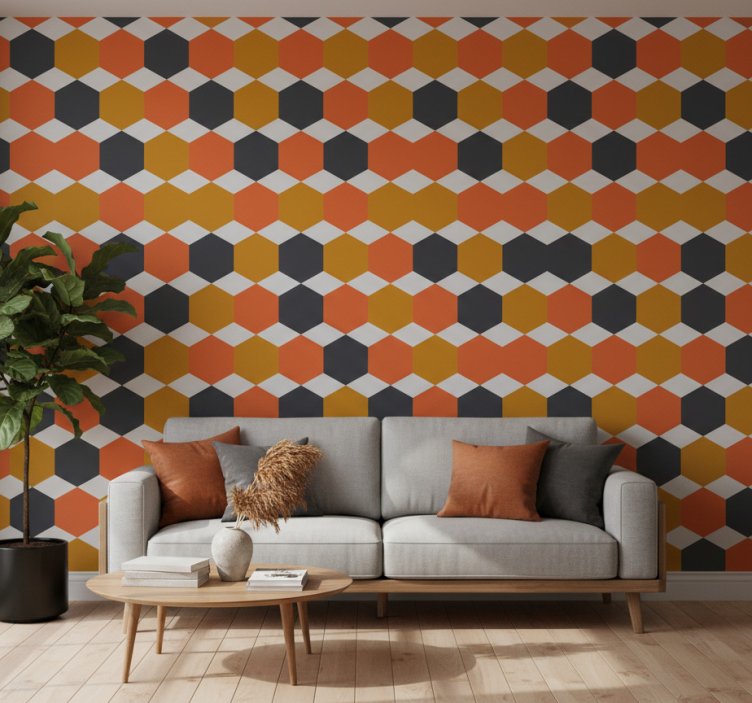 Modern wallpaper with hexagonal pattern design - TenStickers