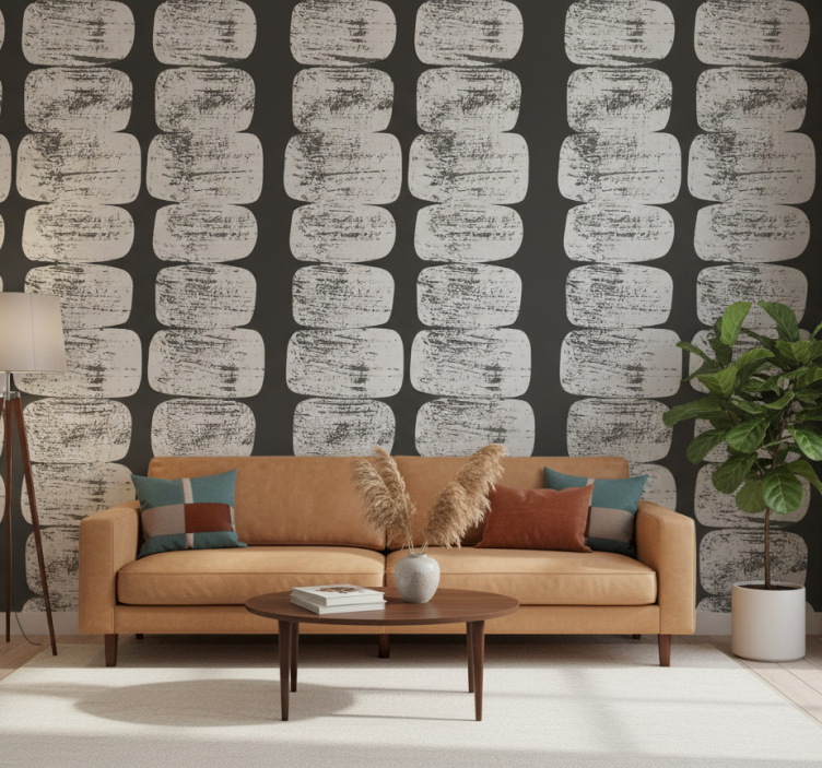 Modern wallpaper with mid-century geometric design - TenStickers