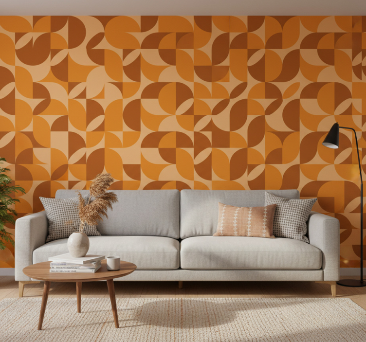 Modern wallpaper with retro orange patterns - TenStickers