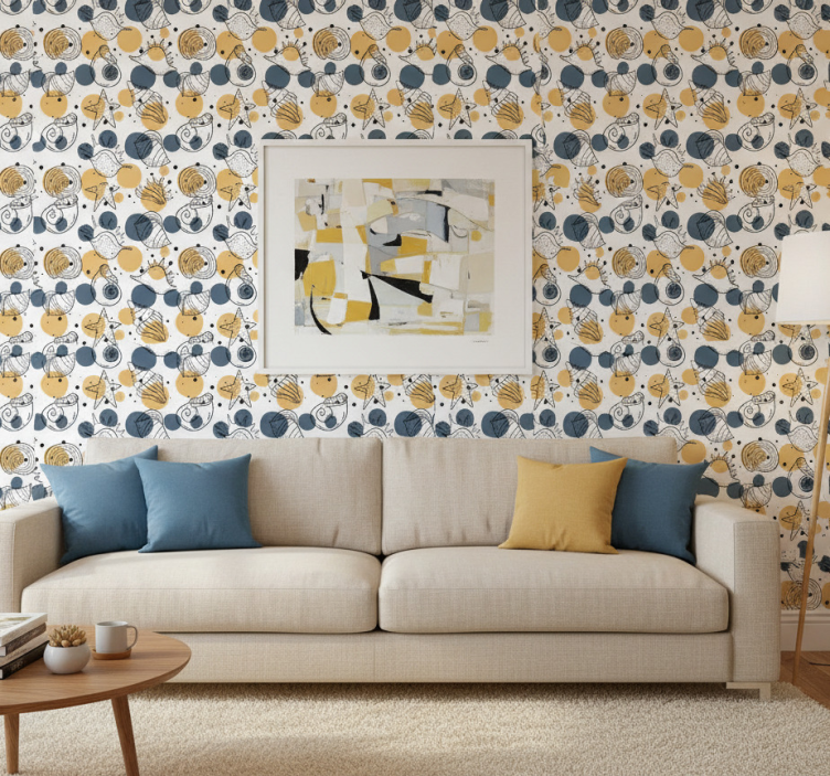 Modern wallpaper with shell pattern - TenStickers