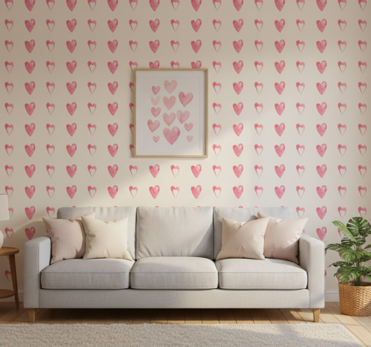 Modern wallpaper with wasted hearts pattern - TenStickers