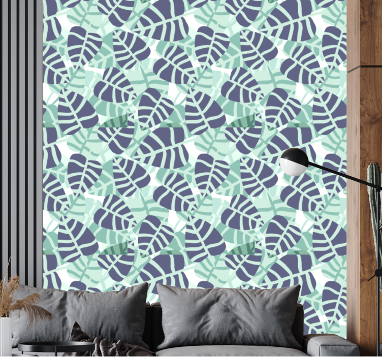 Monstera Mosaic leaf wallpaper - TenStickers