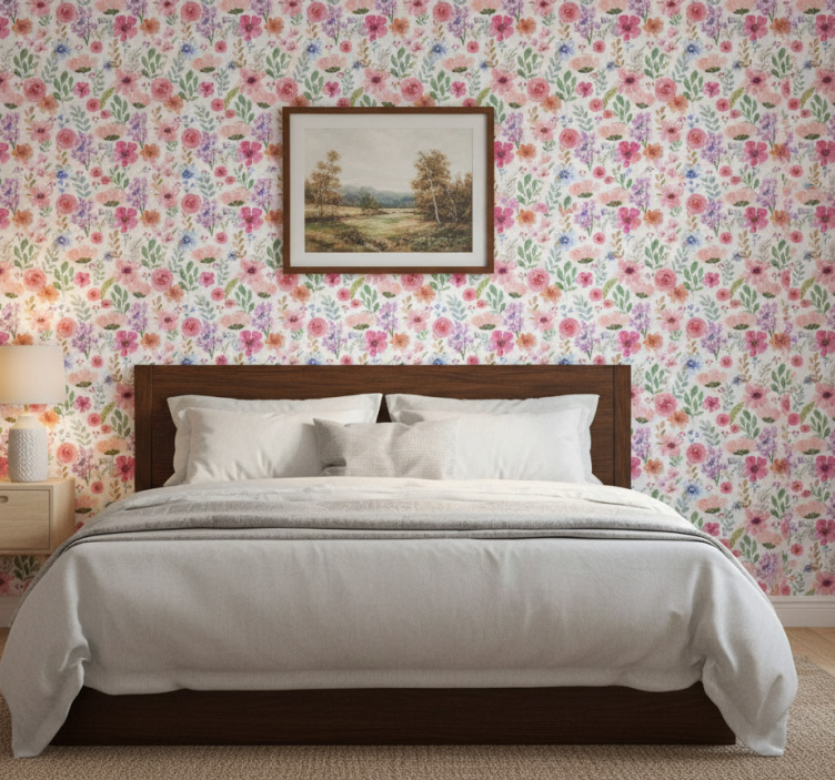 Multicolor flower wallpaper - TenStickers