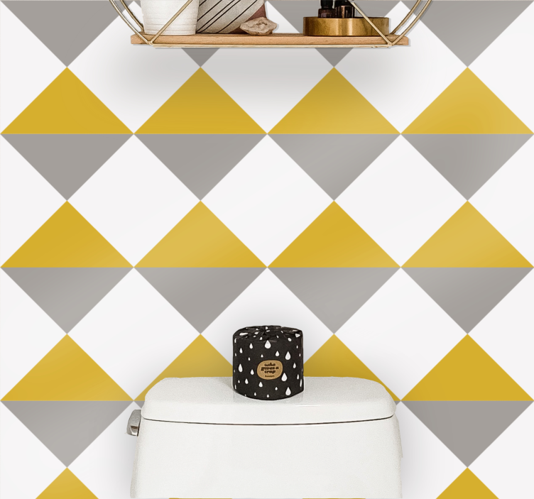 Mustard and gray motif square wallpaper - TenStickers