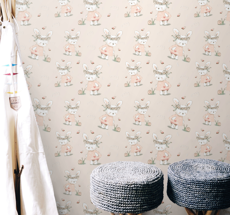 Mythical Rabbit Motif nursery wallpaper - TenStickers
