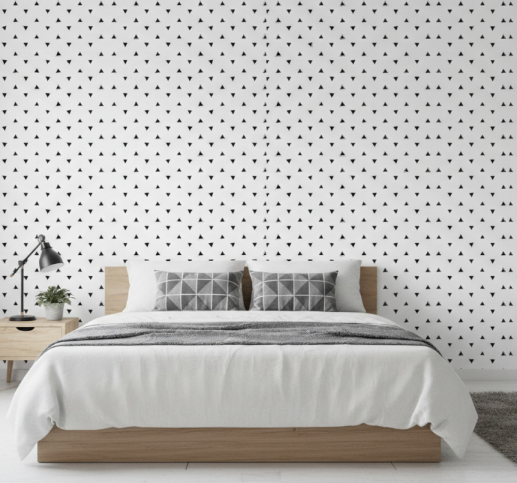 Nordic wallpaper black and grey 3d triangles - TenStickers