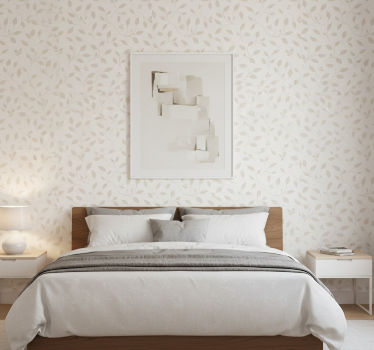 Nordic wallpaper calming leaf floral design - TenStickers