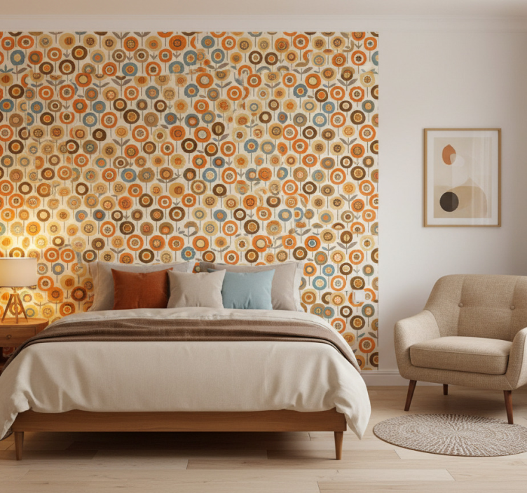 Nordic wallpaper colourful vintage flowers - TenStickers