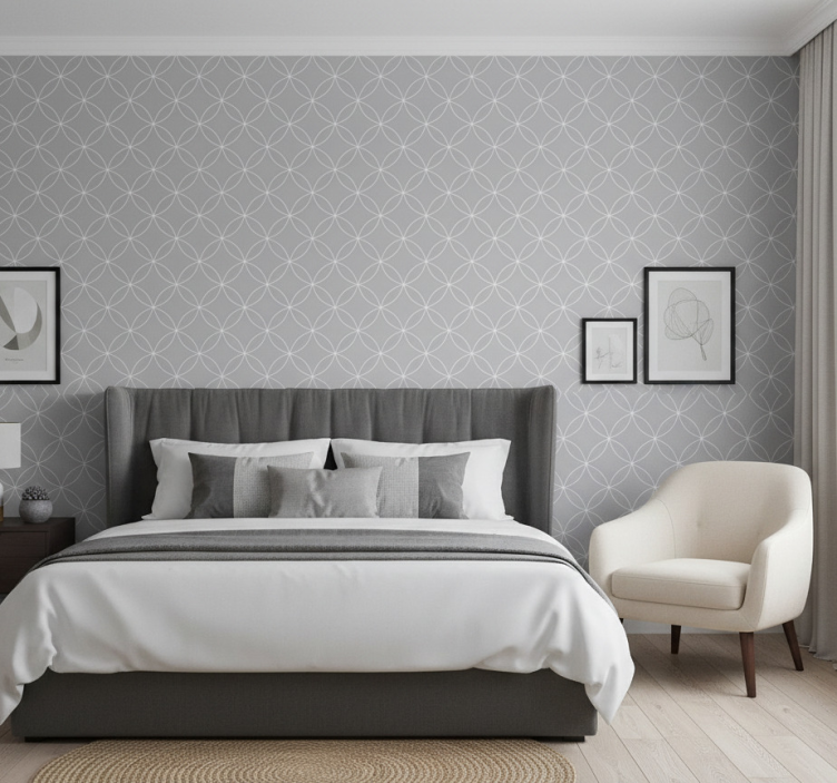 Nordic wallpaper grey geometric abstract florals - TenStickers