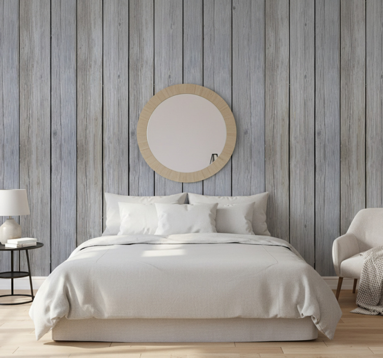 Nordic wallpaper in gray raw wood style - TenStickers