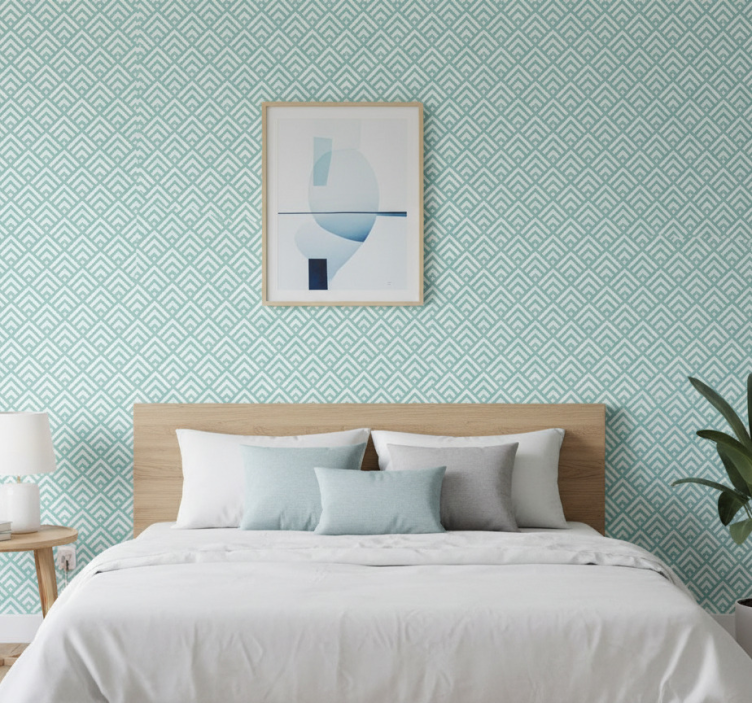 Nordic wallpaper irregular aquamarine lines pattern - TenStickers