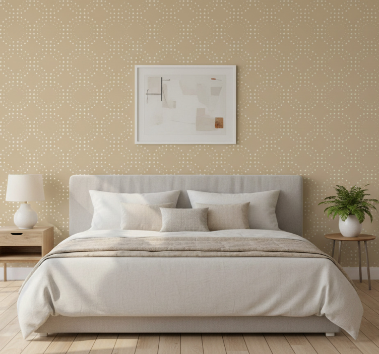 Nordic wallpaper light beige background with white circles - TenStickers