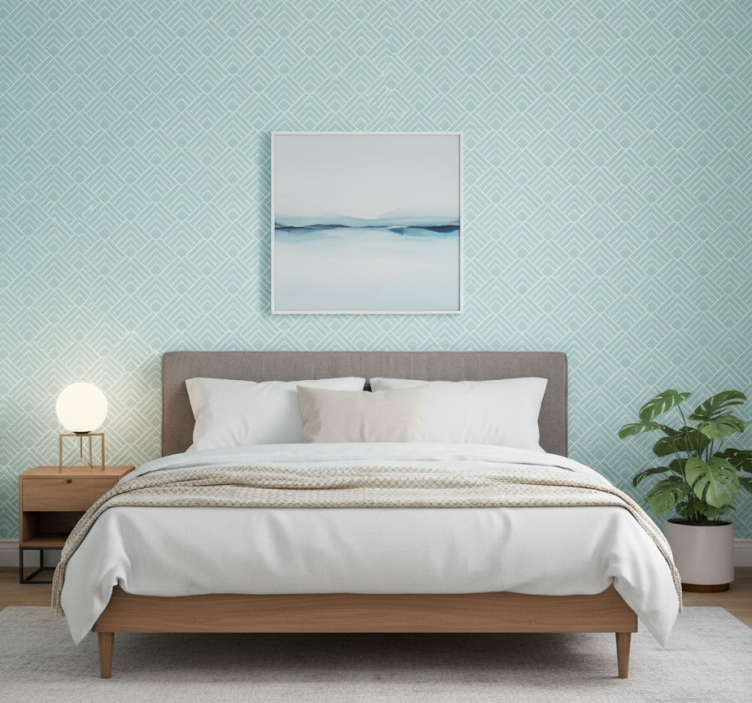 Nordic wallpaper light blue zigzag lines - TenStickers