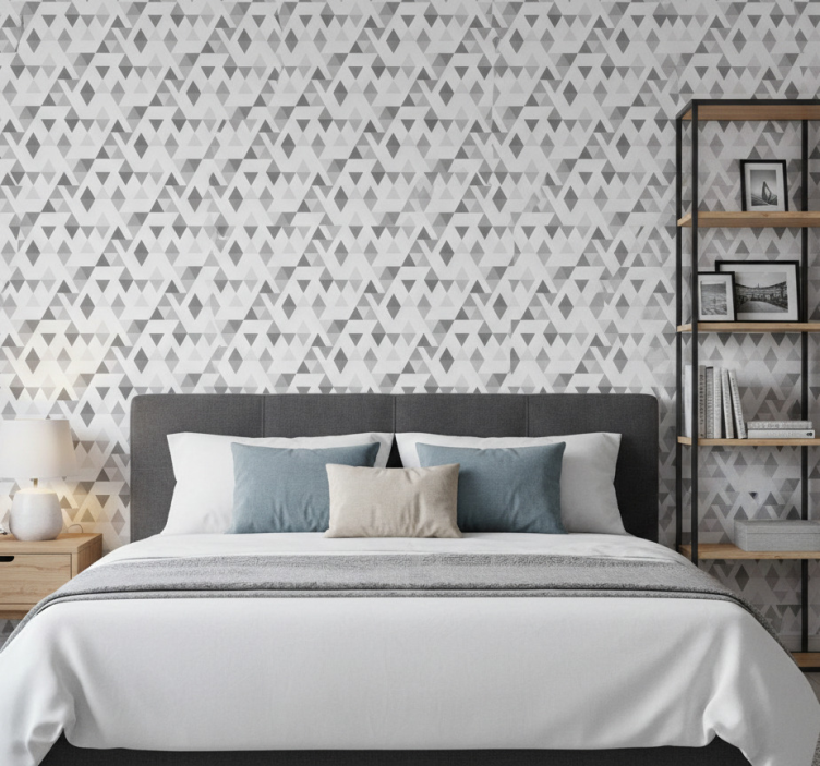 Nordic wallpaper light grey and white triangles - TenStickers