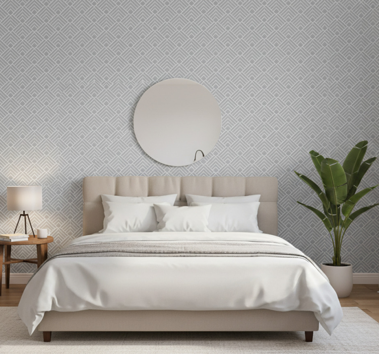Nordic wallpaper light grey zigzag lines - TenStickers