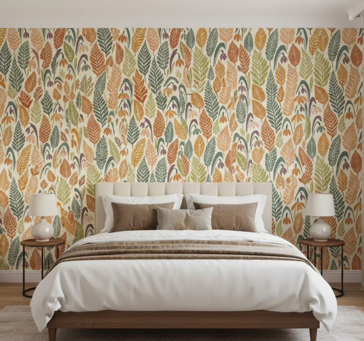 Nordic wallpaper multicolour snowdrop flowers - TenStickers