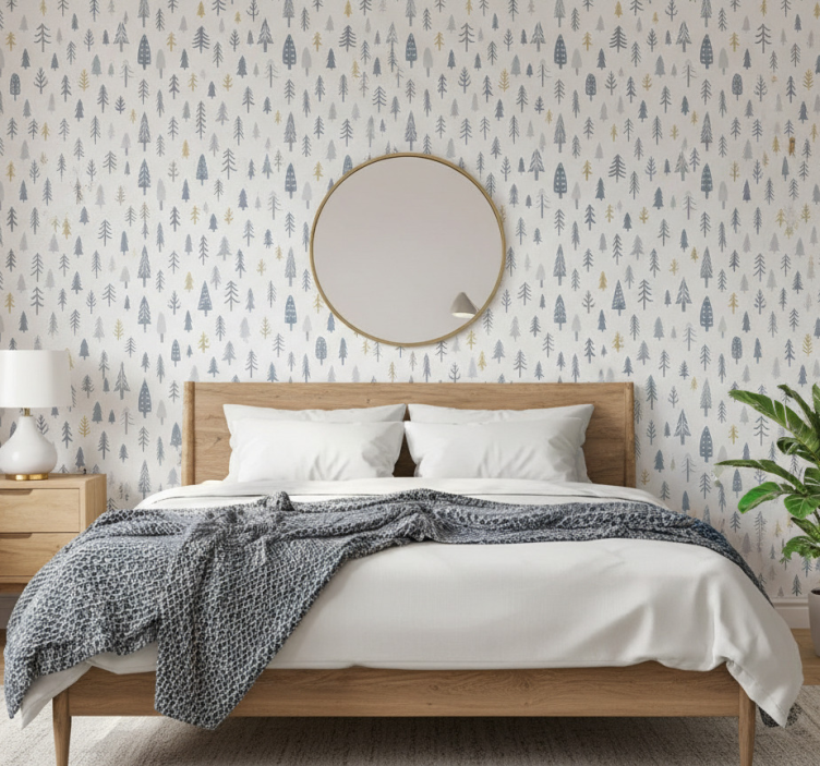 Nordic wallpaper nordic winter forest landscape - TenStickers