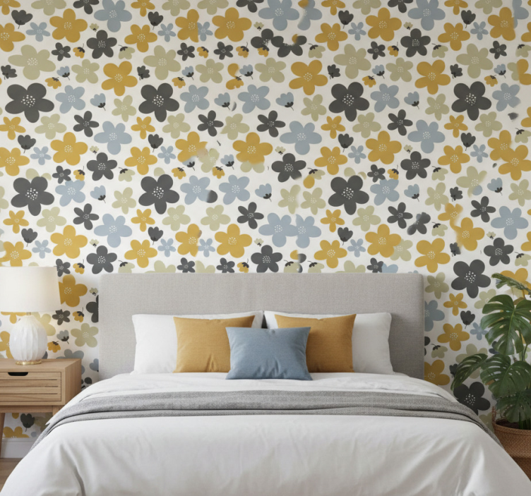 Nordic wallpaper pastel abstract flower design - TenStickers