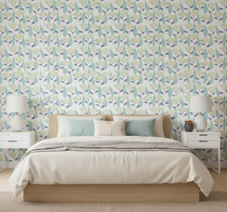 Nordic wallpaper pastel plant pattern - TenStickers