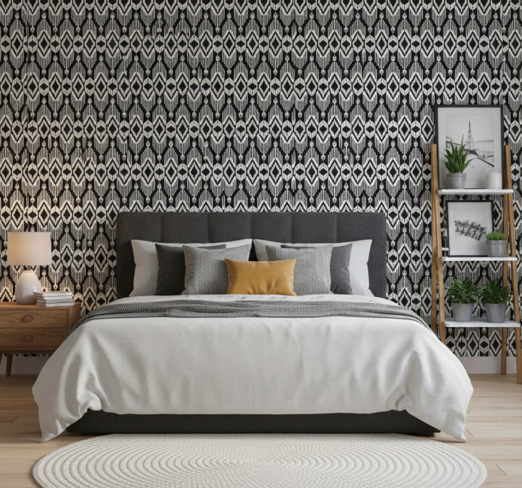 Nordic wallpaper rustic white and black design - TenStickers
