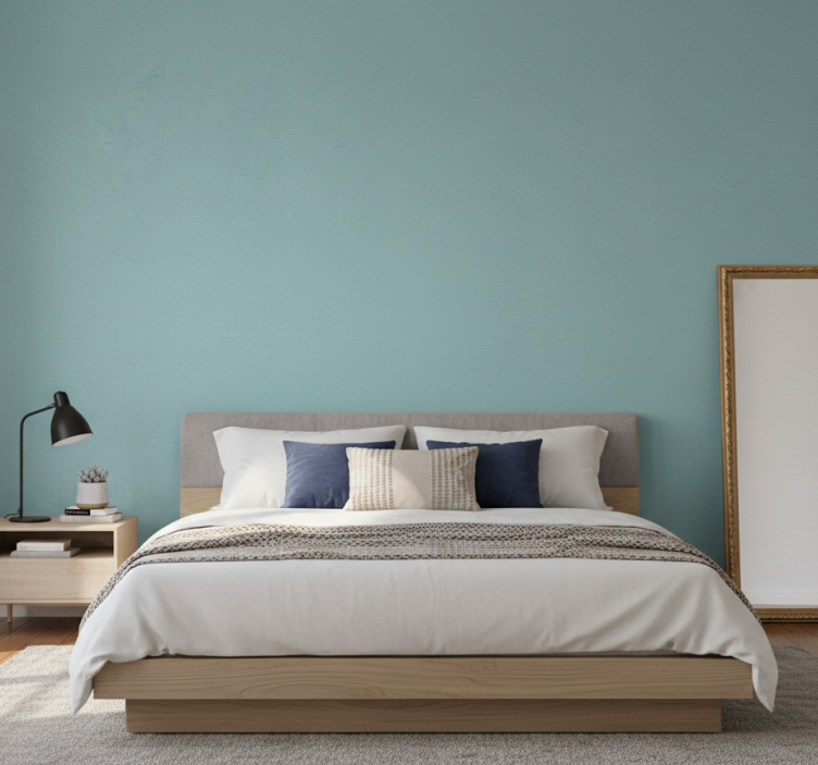 Nordic wallpaper teal blue monochrome - TenStickers