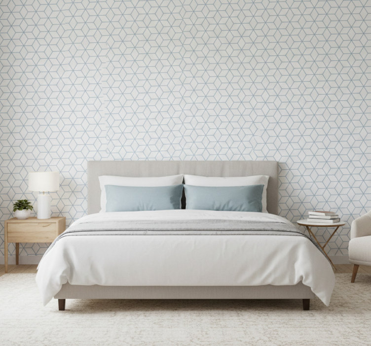 Nordic wallpaper white background with light blue lines - TenStickers