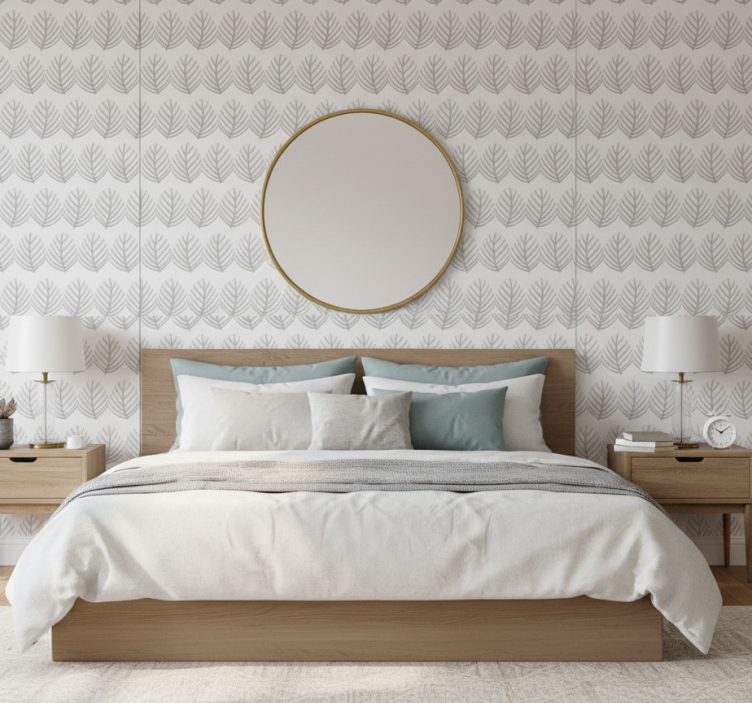 Nordic wallpaper with grey leaf pattern - TenStickers