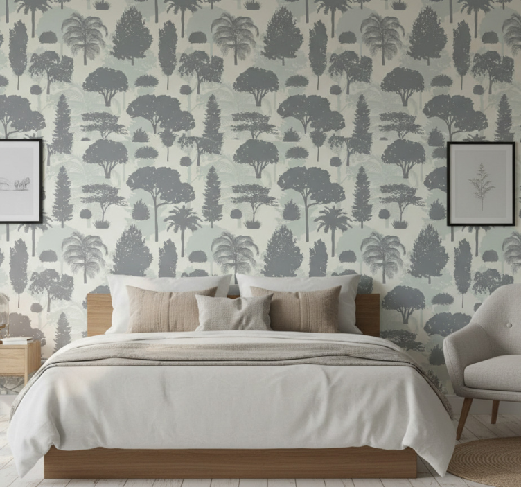 Nordic wallpaper with tree patterns in nordic style - TenStickers