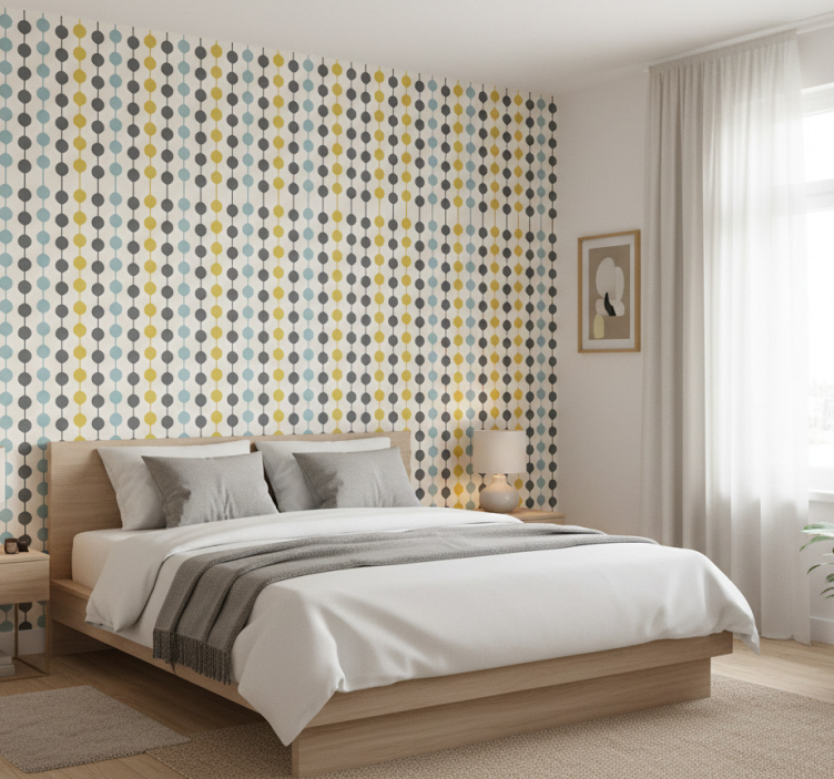 Nordic wallpaper with vibrant hanging circles - TenStickers