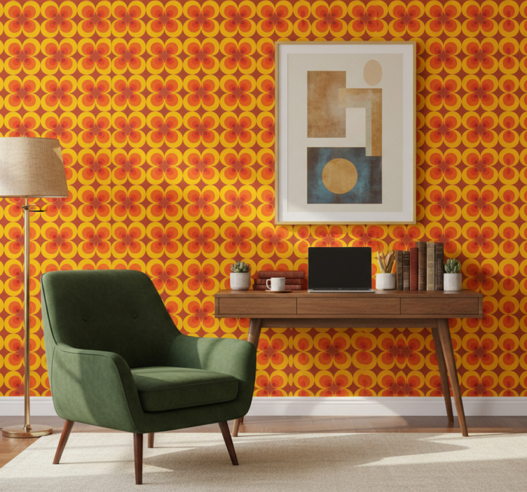 Office wallpaper 70s retro circles design - TenStickers