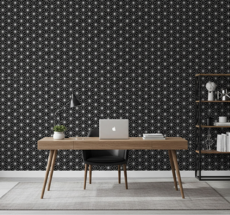 Office wallpaper black and white geometric diamonds - TenStickers