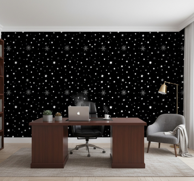 Office wallpaper black and white star patterns - TenStickers