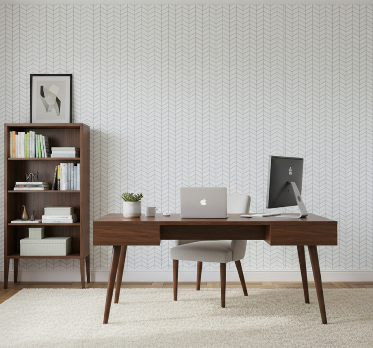 Office wallpaper blue zigzag lines on white - TenStickers