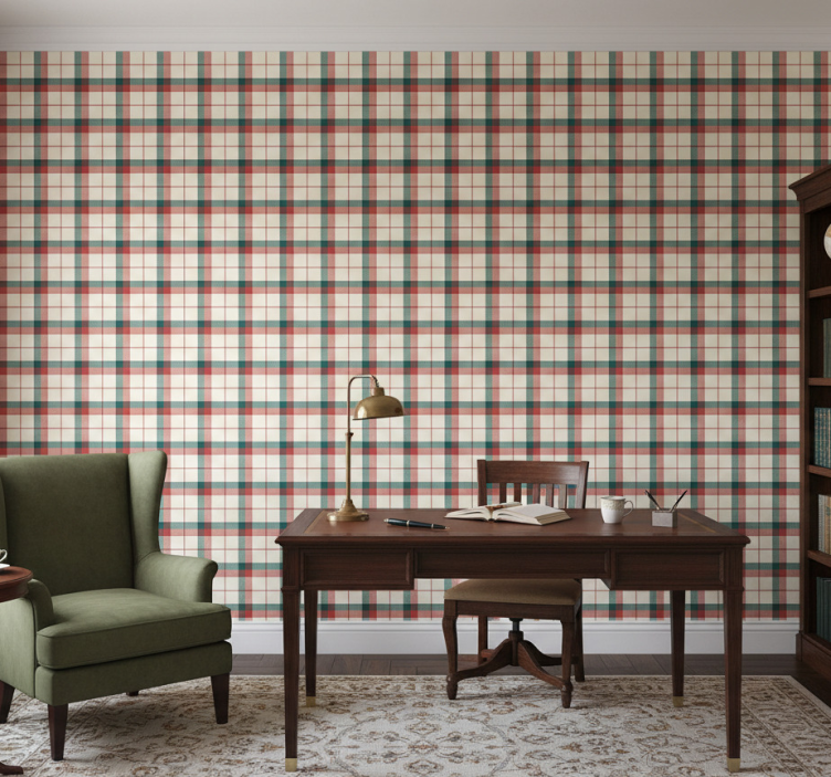 Office wallpaper christmas tartan design - TenStickers
