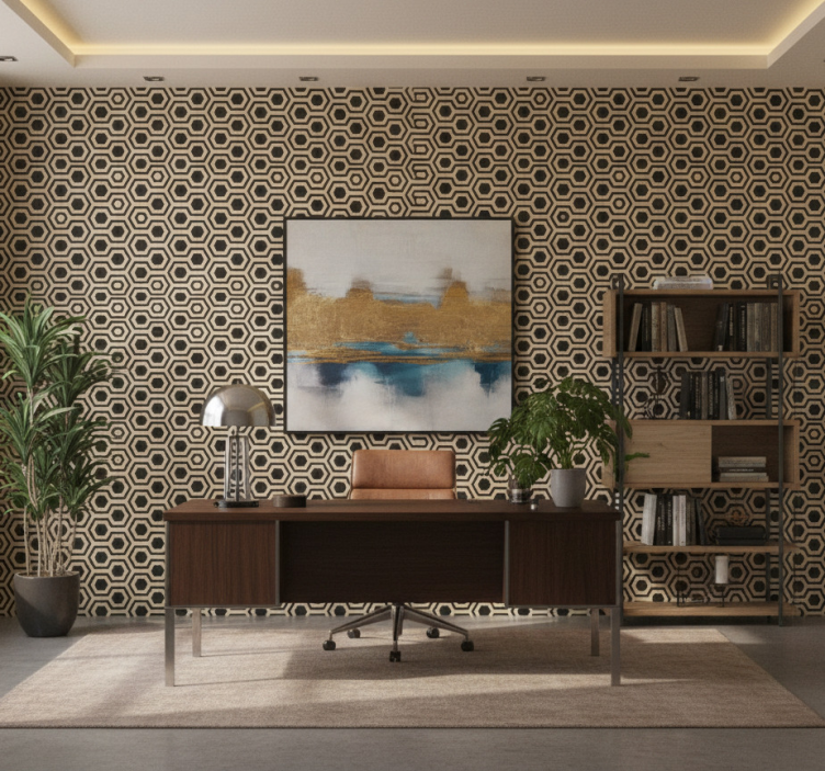 Office wallpaper geometric hexagonal design - TenStickers