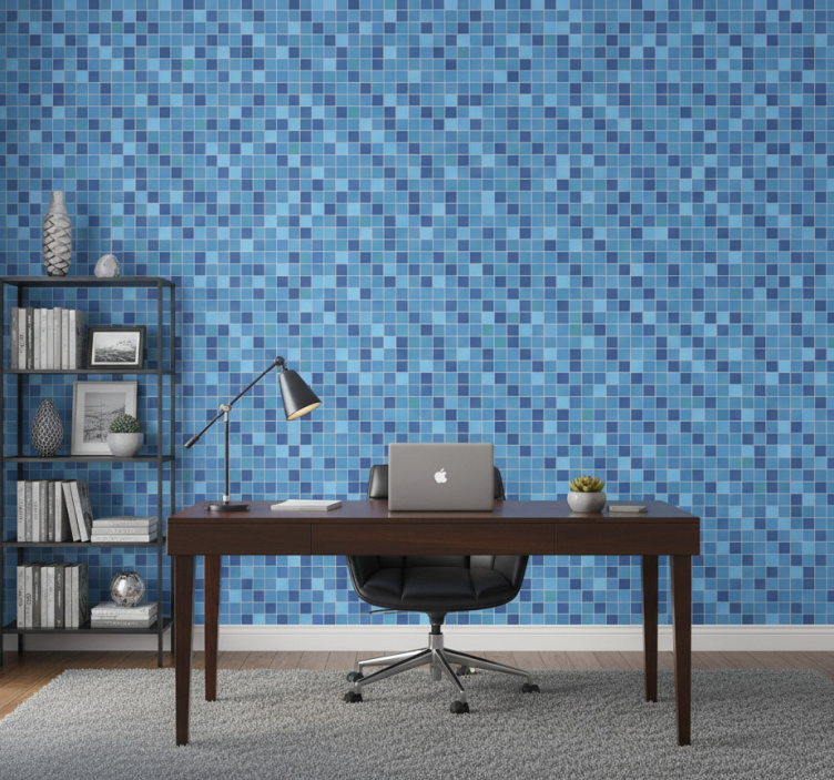 Office wallpaper geometric mosaic design - TenStickers