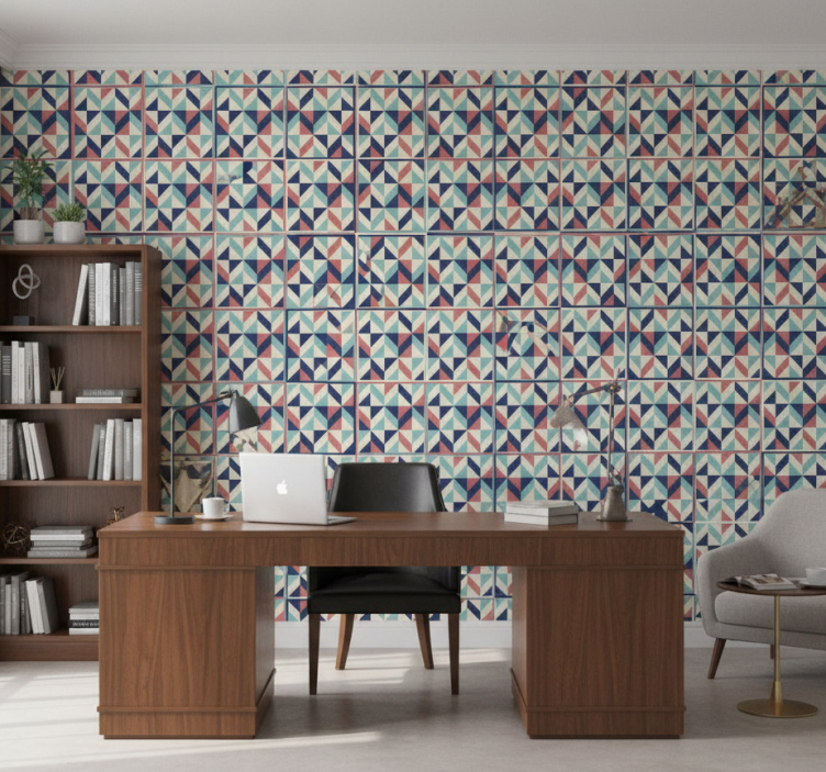 Office wallpaper geometric patterned design - TenStickers