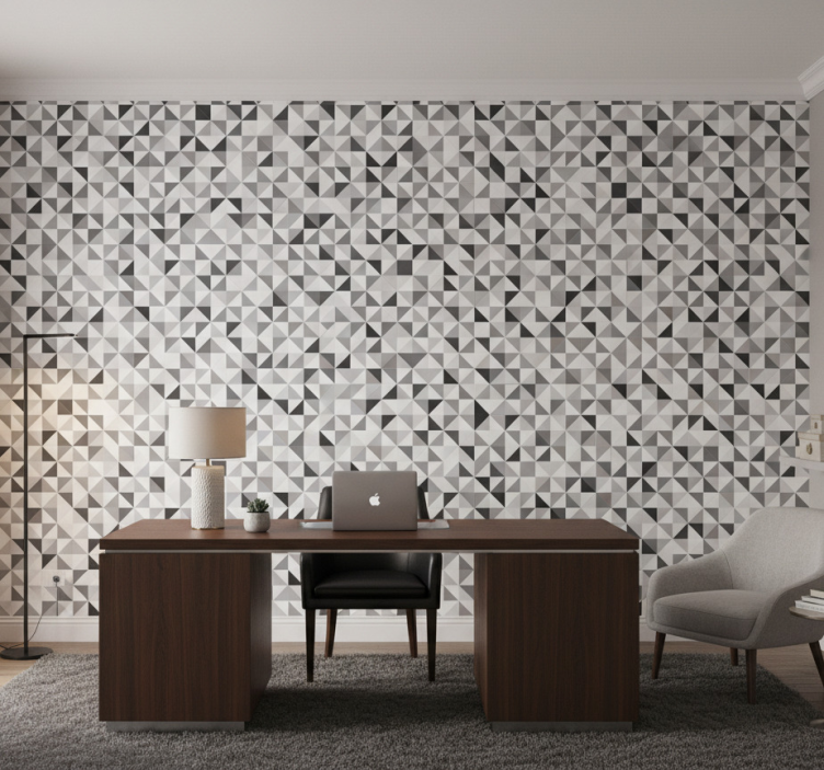 Office wallpaper gray triangles mosaic - TenStickers