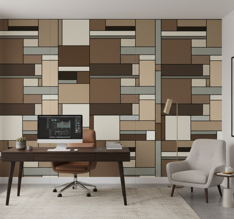 Office wallpaper in brown squares - TenStickers