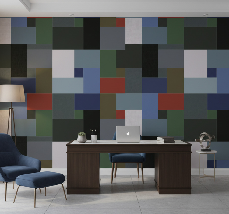 Office wallpaper plain colored modern tile - TenStickers