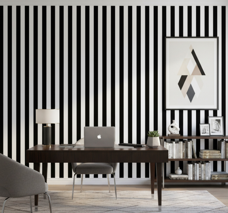 Office wallpaper vertical black stripes - TenStickers