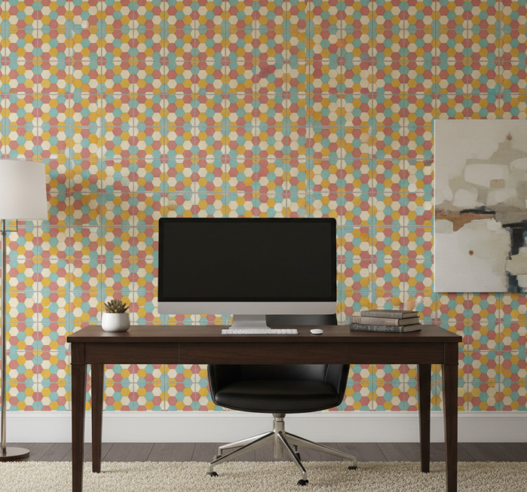 Office wallpaper with geometric pattern design - TenStickers
