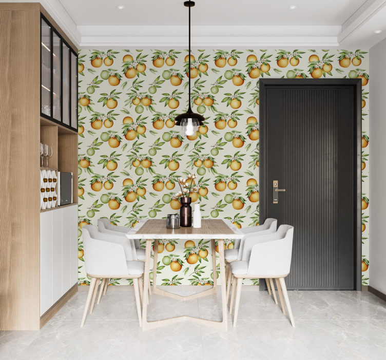 Oranges leaf pattern wallpaper - TenStickers