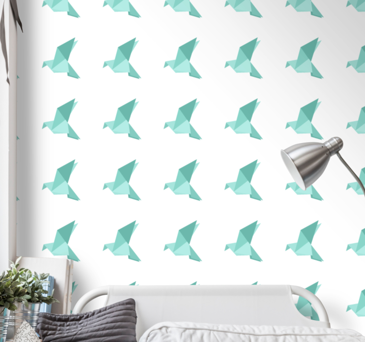 Origami Bird Pattern geometric wallpaper - TenStickers