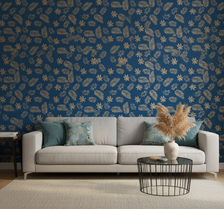 Ornamental flower wallpaper african blue flower design - TenStickers