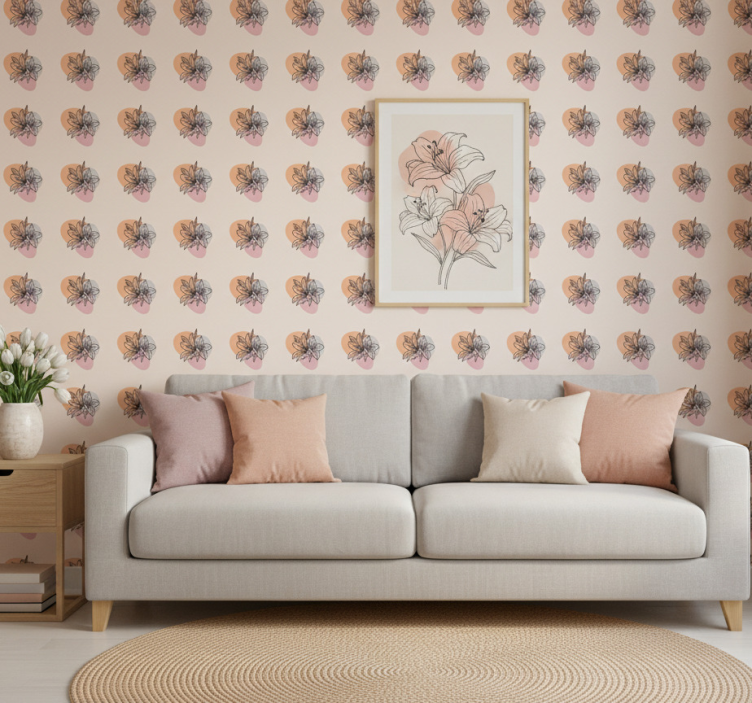 Ornamental flower wallpaper cute flower duo design - TenStickers