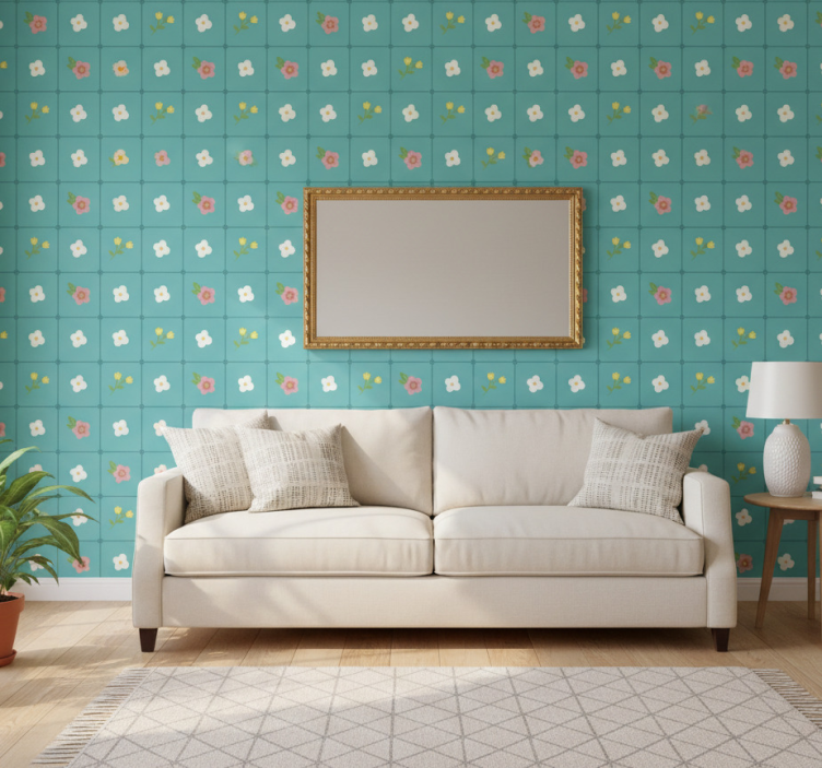 Ornamental flower wallpaper "granny chic" decor - TenStickers