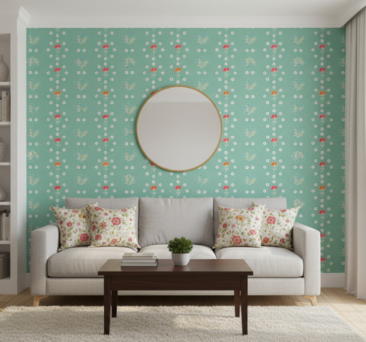 Ornamental flower wallpaper granny chic design - TenStickers
