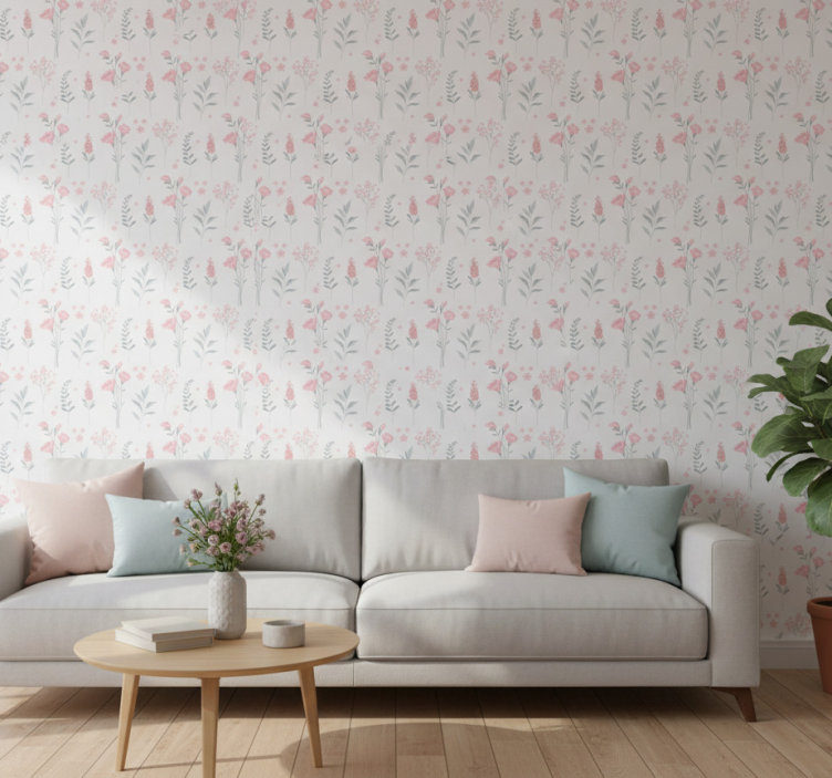 Ornamental flower wallpaper pink blossom flowers - TenStickers