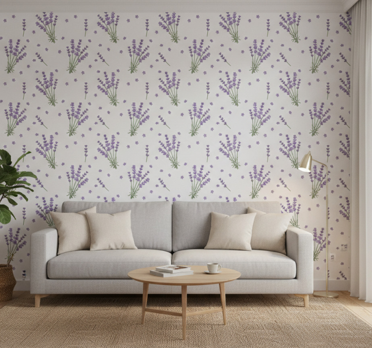 Ornamental flower wallpaper provencal lavender design - TenStickers